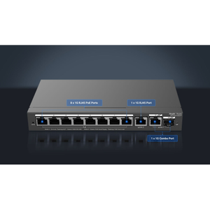 RUIJIE REYEE RG-ES210GS-P  10Port GigaBit 8X PoE  120W 1 Port G�gabit Uplink 1 G�gabit Combo Colud  Y�netilebilir Metal Kasa Switch