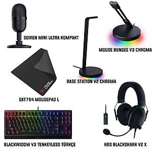 Razer Blackwidow v3 Tenkeyless T�rk�e + HDS Blackshark v2 X + Base Station v2 Chroma + Seiren Mini + Bungee v3 Chroma + Trust GTX754 Mousepad L Bundle