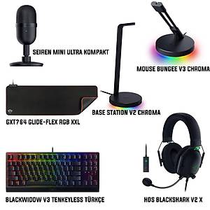 Razer Blackwidow v3 Tenkeyless T�rk�e + HDS Blackshark v2 X + Base Station v2 Chroma + Seiren Mini + Bungee v3 Chroma + Trust GTX764 Glide-Flex RGB XXL Bundle