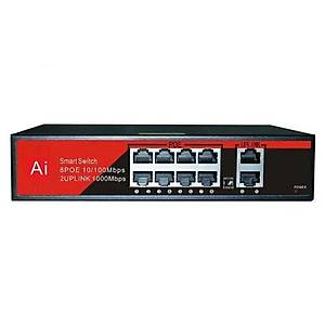 Ezcool EZ-08PSF 8xFE+2xGE Y�netilemez Poe Switch (120 Watt)