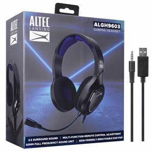 Altec Lansing ALGH9603 Siyah PS4/XBOX/Mobil  Uyumlu USB+3.5mm, Mavi Led Ayd�nlatma USB Kablolu Gaming Mikrofonlu Kulakl�k