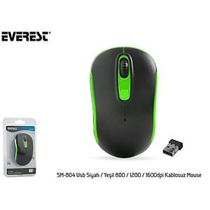 Everest SM-804 Usb Siyah-Ye�il 800 - 1200 - 1600dpi Kablosuz Mouse