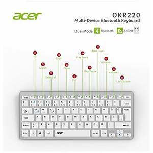 Acer OKR220 Beyaz MultiDevice Dual Mode 2.4GHZ Bluetooth Klavye
