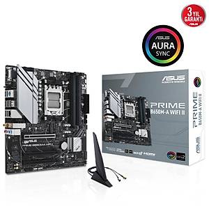 ASUS PRIME B650M-A WIFI II DDR5 6400Mhz(OC) M.2 mATX AM5 ANAKART