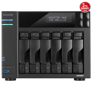 Asustor AS6706T 8Gb DDR4 Ram 6Yuval� 6x22TB Destek 4xM.2 Tower NAS Yedekleme Cihaz�