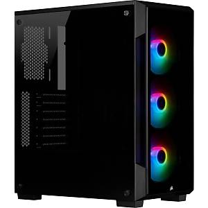 Corsair CC-9011190-WW Icue 220T RGB Cam On Panel Temperli Cam Yan Panel Mid Tower Oyuncu Bilgisayar Kasas� Siyah