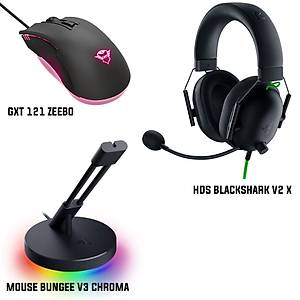 Razer Blackshark v2 X + Bungee v3 Chroma + Trust GXT121 ZeeBo Mouse + Bundle