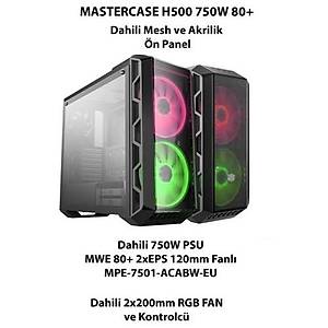 Cooler Master H500 750W 80+ RGB Mid Tower Bilgisayar Kasas�