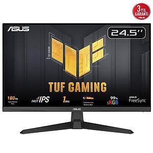 Asus TUF Gaming 180Hz Full HD 1ms VG259Q3A 24.5 FAST IPS Freesync DP HDMI MM Vesa 99% sRGB ELMB Monit�r