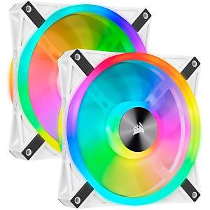 Corsair CO-9050106-WW QL140 RGB 140 MM D�rt RGB Renk D�ng�l� Beyaz PWM Fan Lighting Node Core Kontrolc� �le Birlikte 2�li Paket Kasa Fan�