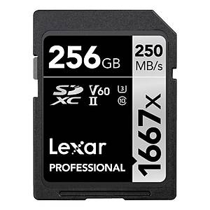 Lexar 256GB LSD256CB1667 SD Professional 1667X SDXC UHS-II Cards Up To 250MB/S Rea 120MB/S WRITE C10 V60 U3