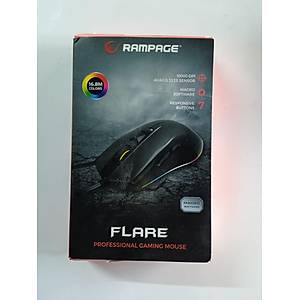 Rampage SMX-R51 FLARE Usb Siyah 10000 Dpi RGB Profesyonel Makrolu Gaming Mouse  (OUTLET)