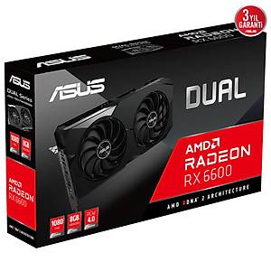 Asus DUAL-RX6600-8G 8GB GDDR6 HDMI DP 128Bit Ekran Kart�