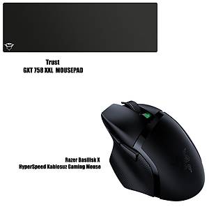 �Razer Basilisk X HyperSpeed Kablosuz Gaming Mouse +Trust GXT 758 XXL Mouse-pad