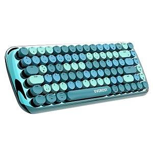 Everest KB-BT09 PARRY Renkli Tu�lu Mavi Bluetooth+ 2.4Ghz Q Yuvarlak Tu�lu Mekanik Kablosuz Klavye