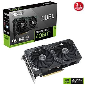 Asus DUAL-RTX4060TI-O8G OC 8GB GDDR6 HDMI DP 128Bit Ekran Kart�