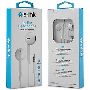 S-link SL-KU170 Mobil Telefon Uyumlu Kulak i�i Beyaz Mikrofonlu Kulakl�k
