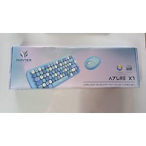 Hunter Series Azure Xt Retro Kablosuz Klavye ve Mouse Set Mavi (OUTLET)