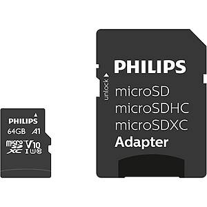 Philips FM64MP45B/00 64GB Class10 UHS-I U1 TF Adapt�rl� Micro SDXC Haf�za Kart�