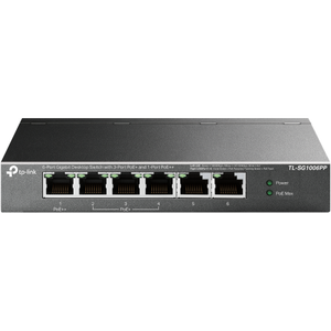 TP-LINK TL-SG1006PP�6 Port�GigaBit�4 Port PoE 64W�Y�netilemez�Metal Kasa�Masa�st� Switch