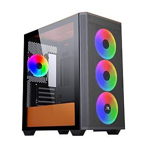 PowerBoost PB-P2252BO USB 3.0 ATX Mesh Ring ARGB Fan Turuncu Kasa