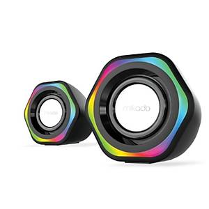 Mikado MD-176 2.0 3W-2 Beyaz RGB Ayd�nlatmal� USB + 3.5mm USB 5V Speaker Hoparl�r