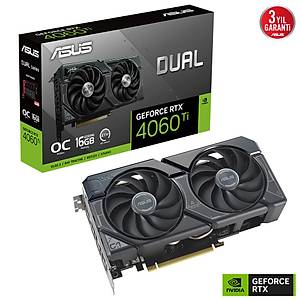 Asus GeForce RTX 4060 TI 16G DUAL RTX4060TI O16G 16GB 128bit OC Ekran Kart�
