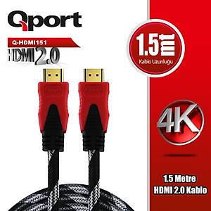 Qport Q-HDMI151 1.5m 2.0v 4k Alt�n U�lu �rg�l� Kablo