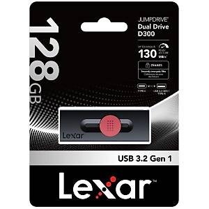 Lexar 128GB LJDD300128G-BNBNG Dual Type-C ve Type-A USB 3.2 130MB/s Fla� Bellek