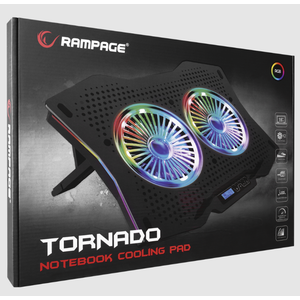 Rampage AD-RC9 Tornado Siyah 115 -115 -15mm (2 adet) Fanl� 10''-18'' RGB I��kl� Notebook So�utucu Stand
