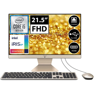 Asus V222FAK-BA025M i5-10210U 21,5 FullHD Ekran 8Gb DDR4 Ram 256Gb SSD Wi-Fi 5 Type-A FreeDos Gold/Siyah All in One Bilgisayar