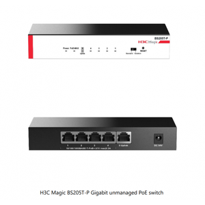 H3C Magic BS205T-P 5 Port GigaBit 4 Port PoE 57W +1 Port GigaBit Uplink Metal Kasa Y�netilemez Masa�st� Switch