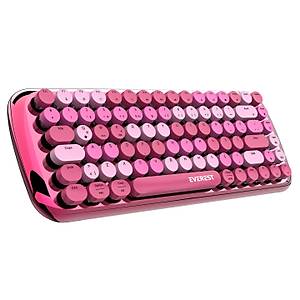 Everest KB-BT09 PARRY Renkli Tu�lu Pembe Bluetooth+ 2.4Ghz Q Yuvarlak Tu�lu Mekanik Kablosuz Klavye