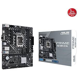 Asus Prime H610M-D D4 3200(OC) VGA HDMI DP M.2 mATX 1700p Anakart