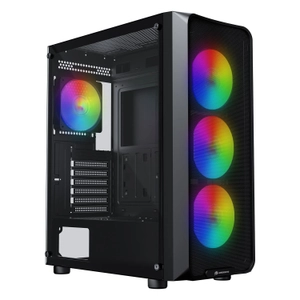 GameBooster ROUND A650B 600W APFC USB 3.0 Mesh 4*Rainbow Fanl� Mid-T ATX Gaming Siyah Kasa