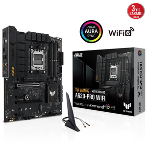 Asus TUF Gaming A620-PRO WIFI 4xDDR5 2x M.2 HDMI DP Type-C AM5 Gaming Anakart