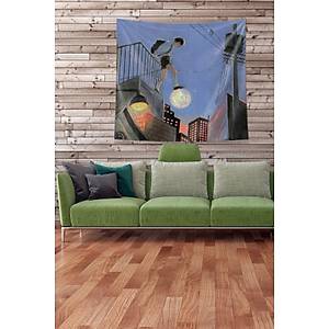 Multirenk Ayda Y�r�yen �ocuk Leke Tutmaz Kadife Kuma� Duvar �rt�s� Duvar Hal�s� Tapestry