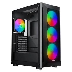 GameBooster Raider E651B 650W 80+ Beyaz USB 3.0 Mesh 4*Rainbow Fanl� Mid-T E-ATX Gaming Siyah Kasa