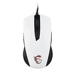 Msi GG Clutch GM40 White Gaming Mouse 5.000 Dpi Pixart PMW3310 Optik Sensor Omron Switch K�rm�z� Led Orgu Kablo Alt�n Kaplama Gaming Mouse