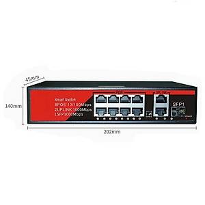 Ezcool EZ-08PSF-SFP 8 Port 10/100/1000 Mbps Gigabit PoE Switch