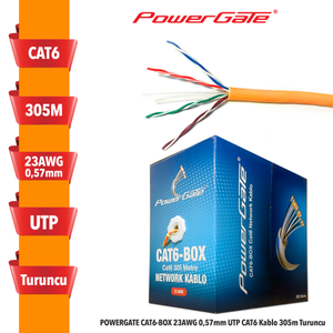 Powergate CAT6-BOX-OR 23AWG 0,57mm UTP CAT6 305m Turuncu Kablo