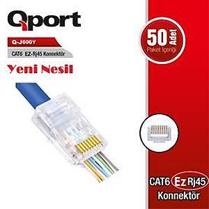 QPort Q-J600Y Cat6 50lik Paket Ez-rj45 Yeni Nesil Konnekt�r
