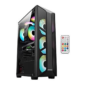 Aztech AZT101 RGB 5 Fanl� Siyah ATX Oyuncu Kasas�