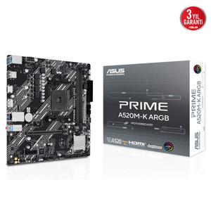 Asus Prime A520M-K ARGB 2xDDR4 1x M.2 DP HDMI AM4 Soket Anakart
