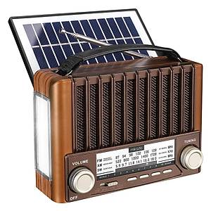 Mikado MDR-310 Ah�ap USB- TF Destekli FM-AM-SW+BT+SOLAR 3 Band Klasik Radyo