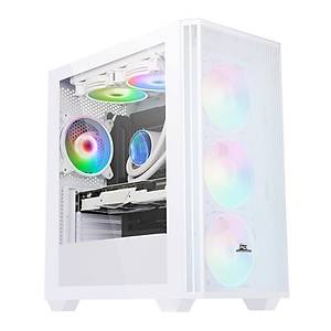 PowerBoost PB-P2252BW USB 3.0 ATX Mesh Ring ARGB Fan Beyaz Kasa