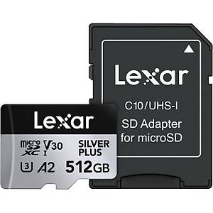 Lexar Professional Silver PlusLMSSIPL512G-BNANG Class10 UHS-I U3 512 GB Micro SD Kart