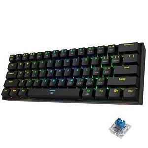Redragon K630 RGB Dragonborn Blue Switch %60 TR Q Siyah Mekanik Kablolu Gaming (Oyuncu) Klavye