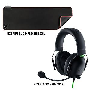 Razer Blackshark v2 X + Trust GXT764 Glide-Flex RGB XXL Mousepad Bundle