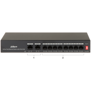 Dahua Pfs3010-8et-65, 8 Port+2 Port Y�netilemez, Masa�st� Switch